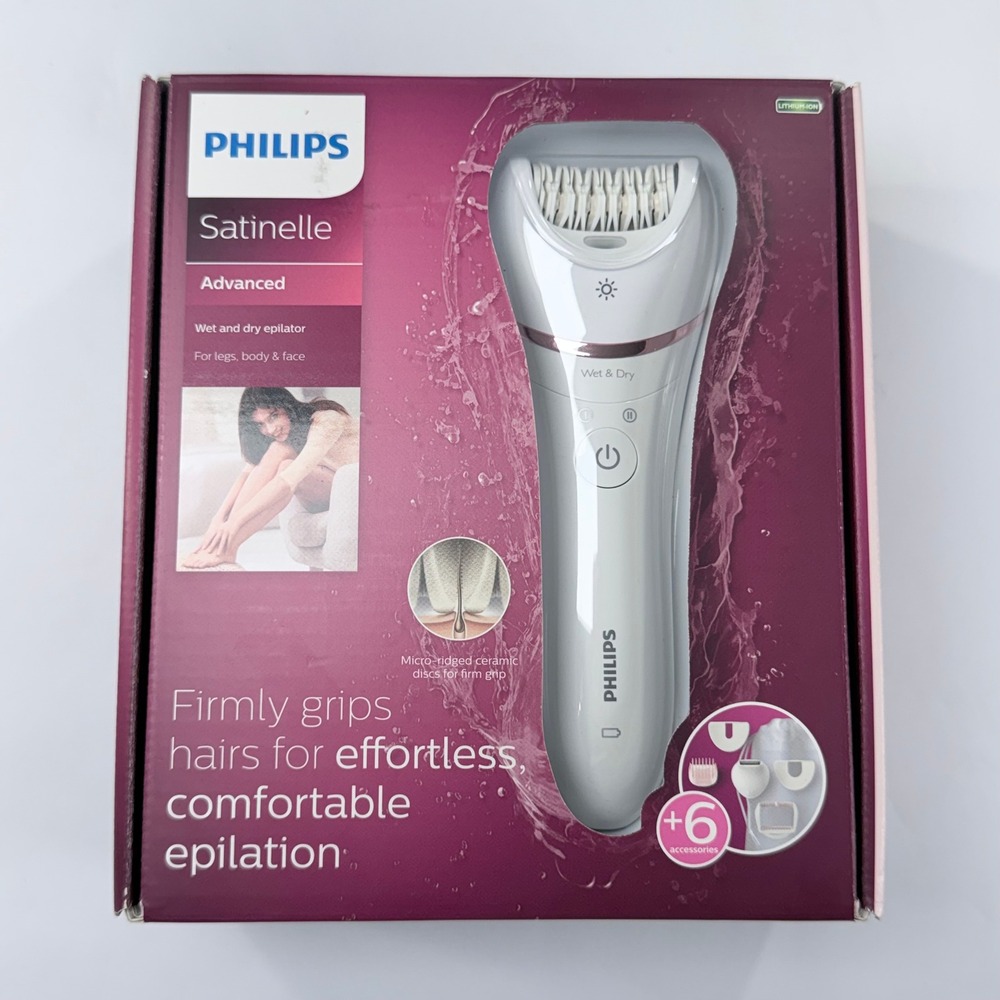 NEW Philips Satinelle Advanced Wet and Dry Epilator BRE625 White Rose Gold Groom